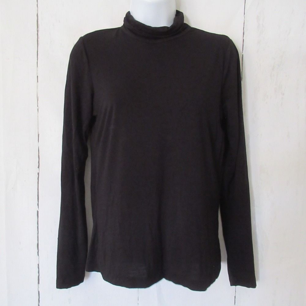 J Mclaughlin Top S Small Black Turtleneck Long Sleeve Minimalist Capsule